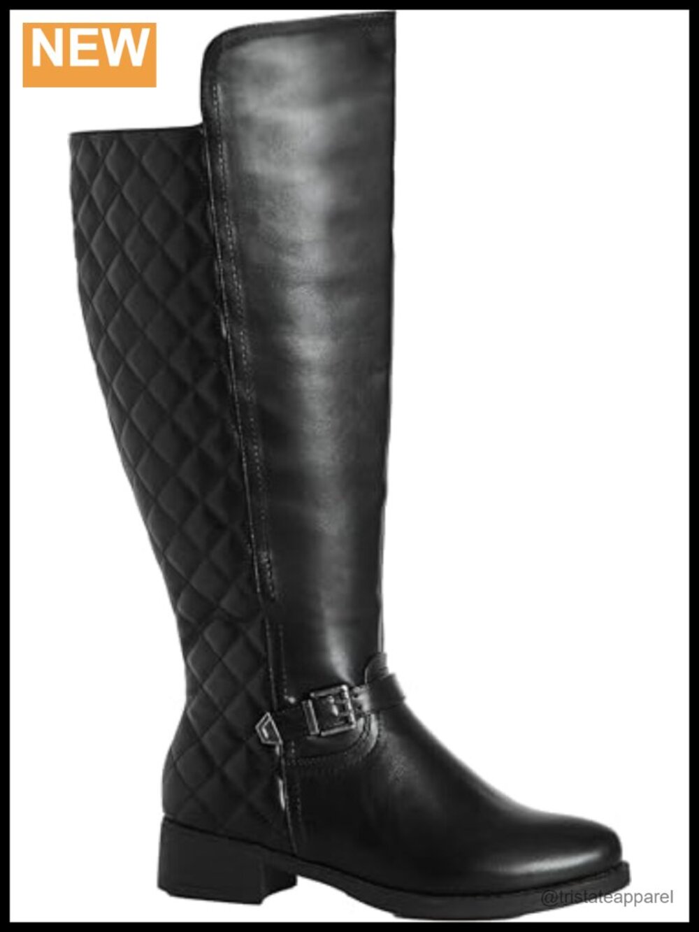 Wide Fit Tall Boot, Leather, Low Block Heel, Side Zip